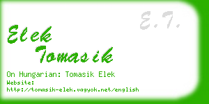 elek tomasik business card